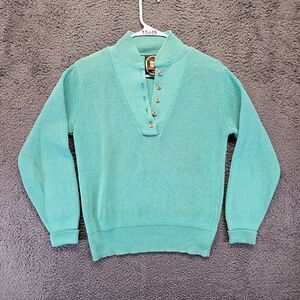 Alps Sweater Women Size Large Green Henley Pullover‎ Knit Tops Vintage